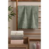 Altınbaşak (4.lü Kutulu Set) Premium Bambu 50X90CM. Çeyizlik 3D Nakışlı El Yüz Havlusu (%40 Bambu) - 50 x 90 cm - 09-Yeşil