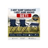 Altınkayaticaret LACİVERT 2 ADET KATLANIR KAMP SANDALYESİ 1 ADET KAMP MASASI LACİVERT TAŞIMA ÇANTALI KAMP SETİ