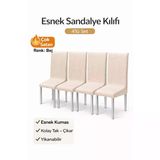 Altınkoza 4Lü Set Jakarlı Lastikli Eteksiz Sandalye Kılıfı-Bej