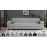 Altınkoza Maksi Stil Strech Koltuk Örtüsü (3+3+1+1) - Likralı - Lastikli - Oturma Grubu - 235 x 300 cm - Beyaz - Koyu Gri