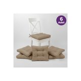 ALTINPAMUK 6'lı Gold Kahve Pofidik Sandalye Minderi Özel Dikişli 40x40cm