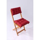 Altınpamuk Bistro Ahşap Mutfak Bahçe Sandalye Minderi Seti 2 Parça Sırtlıklı - Bordo - 38 x 42 cm