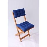 Altınpamuk Bistro Ahşap Mutfak Bahçe Sandalye Minderi Seti 2 Parça Sırtlıklı - Lacivert - 38 x 42 cm