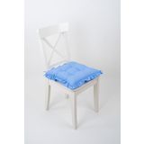 ALTINPAMUK Fancy Fırfırlı Pofidik Mavi Sandalye Minderi Bağcıklı 42x42cm