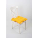 ALTINPAMUK Fancy Fırfırlı Pofidik Sarı Sandalye Minderi Bağcıklı 42x42cm