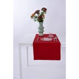 ALTINPAMUK Keten Runner Leke Tutmaz Kumaş Kırmızı 40x140 Yılbaşı