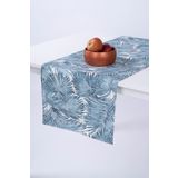 ALTINPAMUK Keten Runner Leke Tutmaz Kumaş Palmiye Mavi 40x140