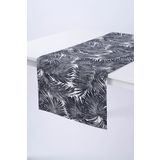ALTINPAMUK Keten Runner Leke Tutmaz Kumaş Palmiye Siyah 40x140