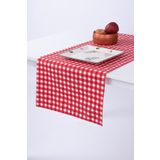 ALTINPAMUK Keten Runner Leke Tutmaz Kumaş Pötikare Kırmızı 40 X 140 Cm