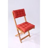 Altınpamuk Lüx Bistro Ahşap Mutfak Bahçe Sandalye Minderi Seti 2 Parça Sırtlıklı Kiremit - 38 x 42 cm