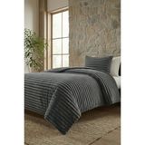 Altınpamuk Soft Çizgi Tek Kişilik Yatak Örtüsü 180X240 Gri - 180 x 240 cm