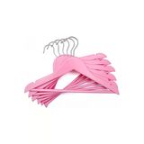 Altıntaş 36 Adet Beyaz Ahşap Bebek Elbise Askısı Vernikli Ahşap Çocuk Askısı Pembe Boyalı 32 Cm