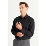 Altınyıldız 4A2024100012 Classics Slim Fit Klasik Yaka Siyah Erkek Gömlek