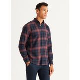 Altınyıldız Classics 4A2024100019 Lacivert Bordo Slim Fit Düğmeli Yaka Erkek Gömlek