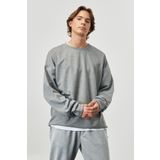 Altınyıldız Classics 4A5221200005 Erkek Gri Melanj Oversize Fit Bol Kesim Bisiklet Yaka Düz Sweatshirt