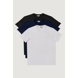 Altınyıldız Classics AC&Co Slim Fit Erkek Tişört Paketi Kısa Kol %100 Pamuk Günlük Stil 3'lü Siyah Lacivert Beyaz - Siyah - Lacivert - Beyaz