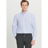 Altınyıldız Classics ACE020261596_BZM Beyaz Mavi Tailored Slim Fit Dar Kesim Düğmeli Yaka Baskılı Erkek Gömlek
