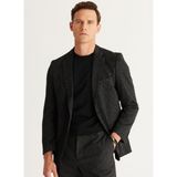 ALTINYILDIZ CLASSICS Altınyıldız Classics Regular Fit Geniş Kesim Mono Yaka Desenli Yünlü Blazer Ceket - 62 / 4 - Siyah - Gri