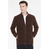 Altınyıldız Classics Anti-Pilling Tüylenme Yapmayan Standart Fit Bato Yaka Sweatshirt Polar Ceket - Kahverengi