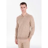Altınyıldız Classics Bej Erkek Standart Jakarlı Polo Kazak ACE045271182 - Bej - Bej
