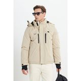 Altınyıldız Classics Bej Erkek Termometreli Su Geçirmez Outdoor Mont Kaban Standart Fit Kapüşonlu - XL