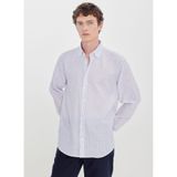 ALTINYILDIZ CLASSICS Beyaz - Lacivert Düğmeli Tailored Fit Çizgili Gömlek, S, 5003361379, Beyaz - Lacivert, Erkek