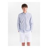 ALTINYILDIZ CLASSICS Beyaz - Lacivert Düğmeli Tailored Fit Çizgili Gömlek, S, 5003361663, Beyaz - Lacivert, Erkek