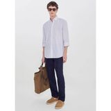 Altınyıldız Classics Beyaz - Lacivert Erkek Düğmeli Tailored Fit Çizgili Gömlek ACE201262089 - 2XL