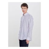 ALTINYILDIZ CLASSICS Beyaz - Lacivert Tailored Fit Çizgili Gömlek, M, 5003361673, Beyaz - Lacivert, Erkek