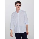 ALTINYILDIZ CLASSICS Beyaz - Mavi Düğmeli Tailored Fit Kareli Gömlek, M, 5003361423, Beyaz - Mavi, Erkek