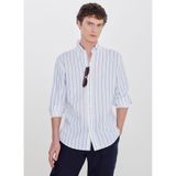 ALTINYILDIZ CLASSICS Beyaz - Mavi Regular Fit Çizgili Gömlek, 2XL, 5003361682, Beyaz - Mavi, Erkek