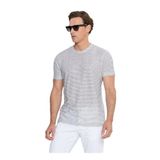 ALTINYILDIZ CLASSICS Bisiklet Yaka Çizgili T-Shirt, L, 5003252041, Beyaz - Lacivert, Erkek