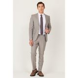 Altınyıldız Classics Ekstra Slim Fit Dar Kesim Mono Yaka Desenli Takım Elbise - Bej - 6 Drop - 46