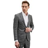 ALTINYILDIZ CLASSICS Ekstra Slim Fit Dar Kesim Mono Yaka Kareli Takım Elbise