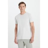 Altınyıldız Classics Erkek Açık Gri 360 Derece Her Yöne Esneyen Slim Fit Bisiklet Yaka Tişört - 2XL