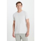 ALTINYILDIZ CLASSICS Erkek Açık Gri 360 Derece Her Yöne Esneyen Slim Fit Bisiklet Yaka Tişört