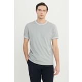 ALTINYILDIZ CLASSICS Erkek Açık Gri Pamuklu Slim Fit Dar Kesim Bisiklet Yaka Tişört