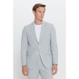 Altınyıldız Classics Erkek Açık Gri Slim Fit Dar Kesim Mono Yaka Gofre Desenli Takım Elbise - 6 Drop - 50