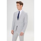 ALTINYILDIZ CLASSICS Erkek Açık Gri Slim Fit Dar Kesim Mono Yaka Gofre Desenli Takım Elbise