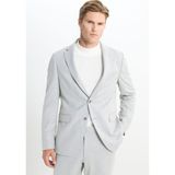 Altınyıldız Classics Erkek Açık Gri Slim Fit Mono Yaka Çizgili Kapak Cepli Takım Elbise - 6 Drop - 52