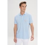 Altınyıldız Classics Erkek Açık İndigo Slim Fit Dar Kesim %100 Pamuk Baskılı Polo Yaka Tişört - Indigo