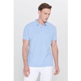 ALTINYILDIZ CLASSICS Erkek Açık Mavi %100 Pamuk Kıvrılmaz Pike Polo Yaka Slim Fit Dar Kesim Tişört