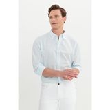Altınyıldız Classics Erkek Açık Mavi Comfort Fit Rahat Kesim Gizli Düğme Yaka %100 Pamuk Flamlı Gömlek