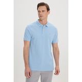 Altınyıldız Classics Erkek Açık Mavi Slim Fit Dar Kesim Polo Yaka %100 Pamuk Kısa Kollu Tişört - Açik Mavi