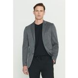 ALTINYILDIZ CLASSICS Erkek Antrasit 360 Her Yöne Esneyen Slim Fit Dar Kesim Mono Yaka Desenli Blazer Ceket