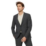 ALTINYILDIZ CLASSICS-Erkek Antrasit-Kahverengi Slim Fit Dar Kesim Mono Yaka Gofre Desenli Takım Elbise (Antrasit-Kahverengi / 46-6 Drop)