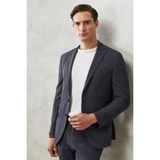 ALTINYILDIZ CLASSICS Erkek Antrasit-Lacivert Slim Fit Dar Kesim Mono Yaka Kareli Klasik Takım Elbise - 46 - 6 Drop - Antrasit - Lacivert