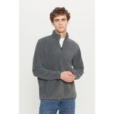 Altınyıldız Classics Erkek Antrasit-melanj Anti-pilling Tüylenme Yapmayan Standart Fit Dik Yaka Sweatshirt Polar Ceket - 3XL