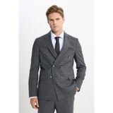 ALTINYILDIZ CLASSICS Erkek Antrasit Slim Fit Dar Kesim Kırlangıç Yaka Kareli Kapak Cepli Esnek Takım Elbise