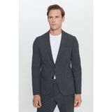 ALTINYILDIZ CLASSICS Erkek Antrasit Slim Fit Dar Kesim Mono Yaka Desenli Takım Elbise - 52 / 6